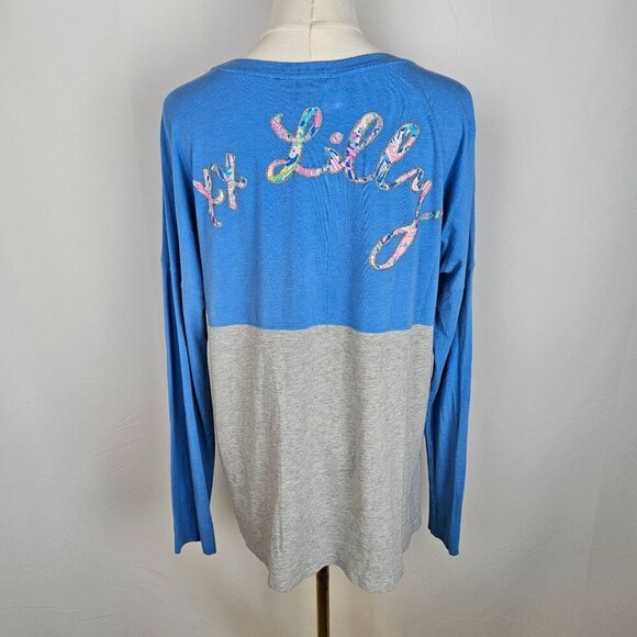 Lilly Pulitzer Blue Gray Long Sleeve Top Tee Giraffe XX Lilly Medium - Picture 3 of 10
